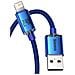 Cavo Da Lightning A Usb 20w Modello Crystal Shine Charge And Sync 1,2m, Blu - Foto miniatura 2