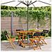 Sedie Giardino Pieghevoli 4pz Nere Polyrattan e Legno Massello - Foto miniatura 5