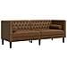 Divani Chesterfield 3pz Cuscini Marrone Similpelle Scamosciata - Foto miniatura 4
