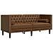 Divani Chesterfield 3pz Cuscini Marrone Similpelle Scamosciata - Foto miniatura 5