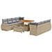 Set di divani da giardino con cuscini da 11 pezzi in polyrattan beige e acacia, Set da pranzo da giardino in 3 pezzi con cuscini beige in polyrattan e acacia - Foto miniatura 1
