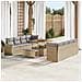 Set di divani da giardino con cuscini da 11 pezzi in polyrattan beige e acacia, Set da pranzo da giardino in 3 pezzi con cuscini beige in polyrattan e acacia - Foto miniatura 2