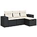 Set Divani da Giardino 4 pz con Cuscini Nero in Polyrattan - Foto miniatura 1