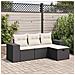 Set Divani da Giardino 4 pz con Cuscini Nero in Polyrattan - Foto miniatura 2