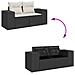 Set Divani da Giardino 4 pz con Cuscini Nero in Polyrattan - Foto miniatura 7