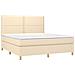 Letto a Molle con Materasso e LED Crema 180x200 cm in Tessuto - Foto miniatura 3