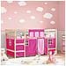 Letto a Soppalco con Tende Bambini Rosa 90x190 cm Massello Pino - Foto miniatura 2