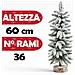 Albero Di Natale Innevato 60cm Con 36 Rami E Neve Effetto Realistico Base Tronco - Foto miniatura 3