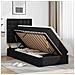 Letto con contenitore e LED Nero 90 x 190 cm Pelle Sintetica - Foto miniatura 4