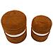 Set 2 Pouf Contenitore Saint-moritz In Teddy Marrone Ø40x47 E Ø32x38 Cm - Foto miniatura 2