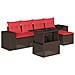Set Divani da Giardino 6 pz con Cuscini Marrone in Polyrattan - Foto miniatura 1