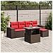Set Divani da Giardino 6 pz con Cuscini Marrone in Polyrattan - Foto miniatura 2