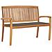 Panchina Da Giardino Impilabile E Cuscino 128,5cm Teak Massello - Foto miniatura 1