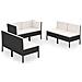 Set Divani Da Giardino 6 Pz Con Cuscini In Polyrattan Nero - Foto miniatura 2