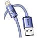 Cavo Da Lightning A Usb 20w Crystal Shine Modello Di Ricarica E Sincronizzazione 1,2m, Lavanda - Foto miniatura 5