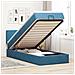 Pouf Letto Con Materasso E Led Blu Scuro 80x200cm In Velluto - Foto miniatura 1