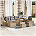 Set di Divani da Giardino  10 Pezzi con Cuscini Beige in Polyrattan, Set da Pranzo Giardino  3 Pezzi con Cuscini Beige in Polyrattan - Foto miniatura 2