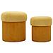 Set 2 Pouf Contenitore Aspen In Poliestere Senape Ø42x44 E Ø35x37 Cm - Foto miniatura 1