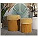 Set 2 Pouf Contenitore Aspen In Poliestere Senape Ø42x44 E Ø35x37 Cm - Foto miniatura 7