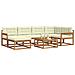 Set di divani da esterno con cuscino 7 pcs Naturale e Crema - Foto miniatura 3
