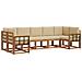 Set di divani da esterno con cuscino 7 pcs Naturale e Beige - Foto miniatura 1