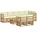 Set divani 9 pcs Bianco e Crema Legno di Acacia Massello - Foto miniatura 1