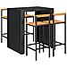 Set Bar Giardino 5 pz Nero Polyrattan e Legno Massello Acacia - Foto miniatura 3