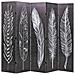 Paravento Pieghevole 200x170 cm Stampa Piume Bianco e Nero - Foto miniatura 1
