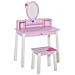 Set Tavolo Toeletta Specchio E Sgabello In Legno Per Bambini Rosa - Foto miniatura 1