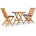 Set da Bistrot 3 pz con Cuscini Grigi in Legno Massello di Teak - Foto miniatura 1