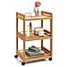 Carrello Da Cucina In Bambù A 3 Livelli, 46 X 38 X 76 Cm, Bambù - Foto miniatura 7