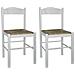 Set 2 Sedie Shabby Legno Bianco Seduta Paglia 43x43x83 - Foto miniatura 1