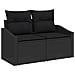 Set Divano da Giardino a 4 Pezzi con Cuscini Nero Rattan Poliestere - Foto miniatura 4