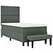 Letto a Molle con Materasso e Panchina Grigio Scuro 80x200 cm in Tessuto - Foto miniatura 8
