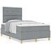 Letto con box spring e materasso grigio chiaro 120x200 cm in tessuto - Foto miniatura 4