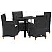 Set da Pranzo per Giardino 5 pcs Nero polyrattan - Foto miniatura 1