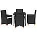 Set da Pranzo per Giardino 5 pcs Nero polyrattan - Foto miniatura 7