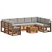 Set divani con cuscino 10 pcs Grigio Naturale e Chiaro - Foto miniatura 1