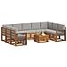 Set divani con cuscino 10 pcs Grigio Naturale e Chiaro - Foto miniatura 3