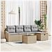 Set di Divani da Giardino 6 Pezzi con Cuscini Beige Polyrattan - Foto miniatura 2