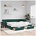 Divano Letto Estraibile Cassetti Verde Scuro 90x200cm Velluto - Foto miniatura 2