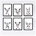 Set Di 6 Stampe Animali Bambini Con Gomma Da Masticare Cervo Maiali Elefante Coniglio Mucca Zorro A4 Cornice Nera - Foto miniatura 1