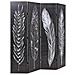 Paravento Pieghevole 160x170 cm Stampa Piume Bianco e Nero - Foto miniatura 3