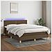 Letto a Molle Materasso e LED Marrone Scuro 140x200 cm Tessuto - Foto miniatura 3