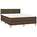 Letto a Molle Materasso e LED Marrone Scuro 140x200 cm Tessuto - Foto miniatura 6