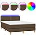 Letto a Molle Materasso e LED Marrone Scuro 140x200 cm Tessuto - Foto miniatura 1
