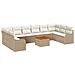 Set di divani da giardino  10 pezzi con cuscini Beige Polyrattan Acacia, Divano da giardino  2 posti con cuscini Beige Polyrattan - Foto miniatura 1