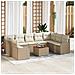 Set di divani da giardino  10 pezzi con cuscini Beige Polyrattan Acacia, Divano da giardino  2 posti con cuscini Beige Polyrattan - Foto miniatura 2