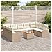 Set di divani da giardino  10 pezzi con cuscini Beige Polyrattan Acacia, Divano da giardino  2 posti con cuscini Beige Polyrattan - Foto miniatura 3