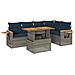 Set Divano da Giardino 6pz con Cuscini Grigio Polyrattan Acacia - Foto miniatura 1